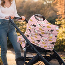 Binienty Baby Car Seat Covers - Cartoon Kitten Infant Carseat Canopy Multi-use Stretch Nursing Cover for Breastfeeding by TinyTreasures Baby Boutique
