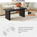 Rectangular Fluted Coffee Table, Farmhouse Wood Coffee Table Mid Century Modern Center Table Boho Living Room Tables for Living Room Office (Black, 19.69" D x 43.3" W x 17.72" H) by CozyNest Decor