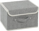 Storage Boxes, Collapsible Storage Bins with Lids, Cotton and linen cloth Storage Baskets with Handle, for Books, Closet, Bedroom, Home, 10.2x7.9x6.7 in, Grey by CozyNest Decor