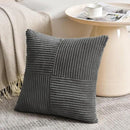 Fancy Homi 2 Packs Dark Gray Decorative Throw Pillow Covers 18x18 Inch for Living Room Couch Sofa, Rustic Farmhouse Boho Home Decor, Soft Corss Corduroy Patchwork Textured Square Cushion Case 45x45 cm by CozyNest Decor