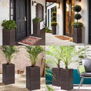 LEWIS&WAYNE Set of 2 Tall Planters for Outdoor Plants Handmade 24'' Wicker Tall Square Planter Box with Removable Liners Modern Planter for Indoor Outdoor Garden Patio Front Porch - Brown by GreenHaven Gardens