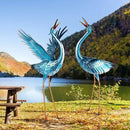 chisheen Crane Garden Statues Outdoor Metal Heron Yard Art Crane for Garden Sculptures Patio Lawn Ornaments,Set of 2 by GreenHaven Gardens