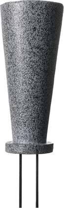 Cemetery Vase with Stakes-Plastic Flower Vases with 2 Ground Spikes, Draining Holes - for Garden, Lawn, Yard - Memorial Grave Decorations 12.7x3.4.x3.9, Black Granite Design by GreenHaven Gardens