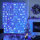 JMEXSUSS 300LED Christmas Curtain Lights Plug in with Remote, Blue and White Christmas Lights Indoor Outdoor, 8 Modes Hanging Fairy String Lights for Bedroom Window Wall Yard Patio Decor, 9.8x9.8ft by CozyNest Decor