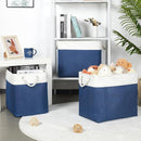 Bidtakay Extra Large Storage Baskets for Shelves 3 Pack Fabric Storage Bins for Organizing Linen Collapsible Organizer for Closet-White&Blue by TinyTreasures Baby Boutique