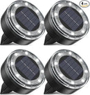 Mini Outdoor Solar Lights，4 Pqck Solar Garden Lights for Outside IP65 Waterproof, 8 LED Disc Landscape Lighting for Garden Yard Driveway Walkway Poolside Deck Lawn Patio,Cold White by CozyNest Decor