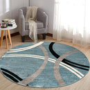 Rugshop Modern Wavy Circles Design 6' 6" (6' 6" Diameter) Blue by TinyTreasures Baby Boutique