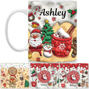 Custom 3D Effect Christmas Mugs with Names, Santa Claus Coffee Mug, Personalized Reindeer Accent Mug Christmas Gifts For Women Men Friends Family Gingerbread Man Mug 11 or 15 Oz by TinyTreasures Baby Boutique