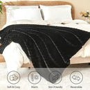 BEDELITE Faux Fur Throw Blanket for Couch, Soft and Cozy 3D Ribbed Fluffy Blanket, Thick Warm Plush Fuzzy Faux Rabbit Fur Blanket for Women Gift (Black, 50"x 60") by CozyNest Decor