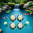 4 Pieces Artificial Floating Lotus Flowers with Lily Pads, Decorative Foam Water Plants for Pond, Pool, Garden Fish Tank Aquarium Home Garden Special Decoration Outdoor Décor,Artificial Flowers by GreenHaven Gardens