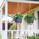 ZMTECH 10 Inch Hanging Planters for Indoor Outdoor Plants, 2 Pack Self Watering Hanging Plant Pots with Drainage Holes and Removable Saucer, Plastic Flower Hanging Pots with Watering Lip (Blue) by GreenHaven Gardens