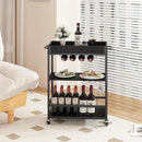 Bar Cart Serving Wine 3 Tier Home Rolling Rack with Wheels Mobile Kitchen Industrial Vintage Style Wood Metal Serving Trolley Serving Cart, Drink Cart for Living Room Kitchen by CozyNest Decor