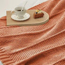 Amélie Home Chenille Knit Throw Blanket for Couch, Chevron Texture Decorative Soft Blanket for Sofa, Bed & Chair, 50"x60", Burnt Orange by CozyNest Decor