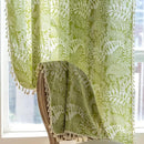 Sutuo Home Boho Curtains 84 Inches Length for Bedroom Living Room, Printed Cotton Linen Rod Pocket Rustic Farmhouse Bohemian Tassels Window Treatment, 1 Panel 59" W x 84" L, Green Botanic Leaves by CozyNest Decor