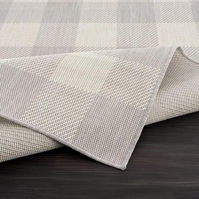 CAMILSON Outdoor Rug - Modern Area Rugs for Indoor and Outdoor Patios, Kitchen and Hallway mats - Easy Cleaning Non Shedding Washable Outside Carpet (5x7, Buffalo - Grey/White), photo 5 of 9
