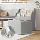 HOSTACK 67" Kids Reading Nook with Bench, Kids Bookshelf and Bookcase with Seat Cushion and 6 Storage Cubbies, Toy Storage Box on Wheels, Toy Chest for Playroom, Bedroom, School, Grey by TinyTreasures Baby Boutique