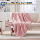Sealy Electric Blanket Throw Size 50"*60",Super Cozy Flannel to Sherpa Reversible Heated Blanket Throw with 6 Heating Levels & 2-10 Hours Auto Off Overheating Protection Machine Washable,Pink by CozyNest Decor