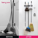 Berry Ave Broom Holder & Wall Mount Garden Tool Organizer- Kitchen, Closet, Garage & Laundry Room Storage With 5 Slots And 6 Hooks- Wall Holder For Broom, Rake & Mop Handles Up To 1.25” [Gray, 2 Pack] by CozyNest Decor