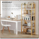 4NM No Assembly Foldable Bookshelf, 5-Shelf Collapsible Bookcase Storage for Small Spaces, 62.2" H, Brown and Golden by CozyNest Decor
