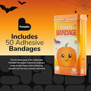BioSwiss Bandages, Halloween Pumpkin Shaped Self Adhesive Bandage, Latex Free Sterile Wound Care, Fun First Aid Kit Supplies for Kids, 50 Count by TinyTreasures Baby Boutique