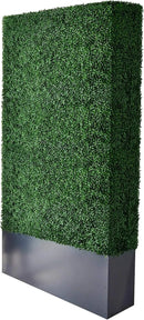 AGPL Upgraded Artificial Boxwood Hedge Wall with Dark Gray Stainless Steel Planter Box (79" Height 48" Width 12" Deep) Room Divider and Privacy Wall (79) by CozyNest Decor