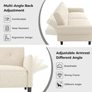 89” Futon Sofa Bed, Linen Comfy Futon Couch Bed with 2 Square Pillows, Convertible Sleeper Sofa with Adjustable Backrest& Armrests, Modern Loveseat Sleeper for Living Room, Bedroom, White by CozyNest Decor