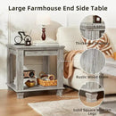 Farmhouse End Table Set of 2,Large Side Table with 2-Tier Storage Shelf,Rustic Wood End Tables for Living Room,Square Tea Table,Gray by CozyNest Decor