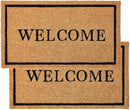 KANKUN Coco Coir Door Mat with Heavy Duty Backing, Welcome Doormat (17" x 30"), Doormat Entrance (Welcome2-2Pack) by CozyNest Decor