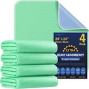 4 Pack 24” x 24” Extra Heavy Absorbency Washable Underpads, Waterproof Nursing Pads Incontinence Bed Pads, Reusable Washable Pee Pads for Dogs, Diaper Changing & Adults, Washable Puppy Pads by TinyTreasures Baby Boutique