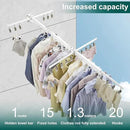Hoimpro White 51" Clothes Drying Rack Retractable Foldable Wall Mounted, Tri-Fold Space Saving Collapsible for Hanging Clothing Coat, Ideal for Patio, Laundry Room Organization and Storage, Bathroom by CozyNest Decor
