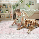 LIVEBOX Pink 5x7 Area Rug for Bedroom Girls, Boho Washable Rugs for Living Room Nursery, Non-Slip Indoor Soft Carpet Low-Pile Farmhouse Carpets for Dining Room Kids Playroom, Pink by TinyTreasures Baby Boutique