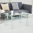 Glass Coffee Table for Living Room, Modern Rectangle All Tempered Glass Table 8mm Clear Transparent Top Home Furniture for Small Space Bearing 220LB by CozyNest Decor