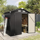 Aoxun 6.2x4 FT Shed Outdoor Galvanized Storage Shed with Large Lockable Doors for Lawn, Backyard, Patio (Black) by GreenHaven Gardens