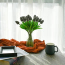 Mandy's Artificial Tulips 20 Stems Dark Grey PU Faux Flowers for Wedding Home Decor 13.5 Inch by CozyNest Decor