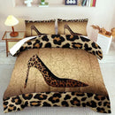 Leopard Comforter Set King Girls,Sexy High Heel Comforter for Women,Leopard Print Bedding Set King Adult,High Heel Quilt Bedroom Decor,African Animal Print Bedding Quilt by CozyNest Decor