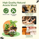 Idzo Set of 3 Wooden Flower Boxes Outdoor, Durable Acacia Wood Barrel Planters for Outdoor Plants with Ergonomic Handles, Drainage Holes, Multiple Sizes Wood Bucket Planter Light Brown by GreenHaven Gardens