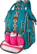 Wrangler Aztec Backpack Organized Daypack Travel Baby Bag with Stroller Strap and Side Bottle Pockets by TinyTreasures Baby Boutique