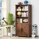 70in Tall Bookshelf 5 Tier Bookcase with Barn Doors and Adjustable Shelves, Brown Farmhouse Book Shelf with Storage Cabinet, Wood Freestanding Display Bookshelves for Bedroom, Kitchen (2PCS) by CozyNest Decor