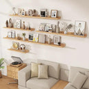 Floating Picture Ledge Shelves 72 Inch Solid Oak Wood Set of 2, Rustic Wall Storage Shelves with Lip, Kids Bookshelf, Photo & Picture Ledge Shelves for Bedroom, Living Room, Kitchen by CozyNest Decor