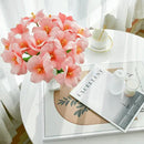 Mandy's Artificial Tulips 12 Stems Pink Fully Bloomed PU Faux Flowers for Wedding Home Decor 13.5 Inch by CozyNest Decor
