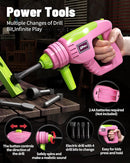 Deejoy 54Pcs Large Kids Tool Set with Electric Saw & Electronic Toy Drill, Pretend Play Kids Construction Set for Toddler 3-5 Years Old, Toddler Tool Set-Pink by TinyTreasures Baby Boutique