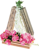 20" Rectangular Rustic Wood Planter with Plastic Liner l Rustic Whitewash l Wine Crate Style, Home and Wedding Decorations, Garden Ornaments (20x4 Wine Crate Set of 2, Whitewash) by GreenHaven Gardens
