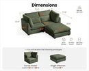 Oversized Modular Sofa, Extra Deep Cloud Corduroy Sectional Couch with Ottoman Chaise, Fluffy Chenille Loveseat L Sofa for Living Room, Villa (Loveseat+Ottoman, Corduroy Green) by CozyNest Decor