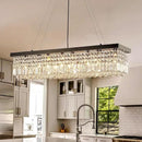 8 Light Modern Crystal Chandelier for Dining Room,Rectangular Rectangle Raindrop Crystal Light Fixture,Height Adjustable for Kitchen Island L40''xW10''xH10'' by CozyNest Decor