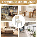 Westice Rattan Dining Chairs Set of 2, Farmhouse Natural Dining Room Chairs with Upholstered Cushion, Wood Armless Chairs for Kitchen/Restaurant, White by CozyNest Decor