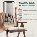 Rattan Dining Chairs Set of 4, Farmhouse Wicker Dining Chairs with Removable Linen Cushion Accent Cane Armchair for Dining Room Kitchen Restaurant, Walnut by CozyNest Decor