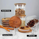 Urban Green Glass Jars with Airtight Lids, Airtight Canisters with Wood Lids, Glass Storage Containers with Bamboo Lid, Food Storage Containers Set (6 Pack of 27oz) by CozyNest Decor
