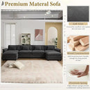 URRED Modular Sectional Sofa Comfy Cloud Couch, Modern Velvet Sofa Sleeper Deep Seat Couches with Ottoman/Pillows for Living Room (Dark Gray, 154'' - U Shape) by CozyNest Decor