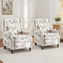 UIXE Recliner Chairs Set of 2, Fabric Upholstered Armchair Pushback Accent Chair for Living Room, Floral Rivet Trim Club Chair Home Theater Single Sofa Bedroom Side Reading Seat - Beige Plants by CozyNest Decor