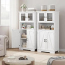 GarveeHome 54in Tall Bathroom Cabinet, Farmhouse Storage Cabinet with Glass Doors and Adjustable Shelves, Freestanding Kitchen Pantry Cabinets, Cupboard for Living Room, Dining Room, White by CozyNest Decor
